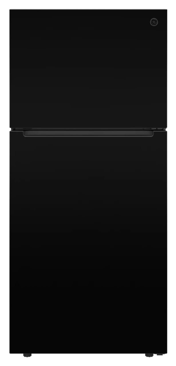 GE GPS19KGZBB 30 inch Top Freezer Refrigerator with 19 cu. ft. Capacity, Bright LED Lighting, Reversible Doors, MultiVent Cooling, Garage Ready (Black)