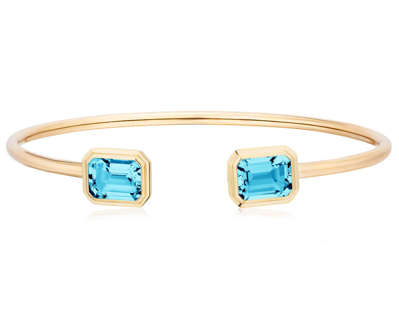 Goshwara Manhattan Open Edge Bracelet with Blue Topaz in 18K Yellow Gold 5200$