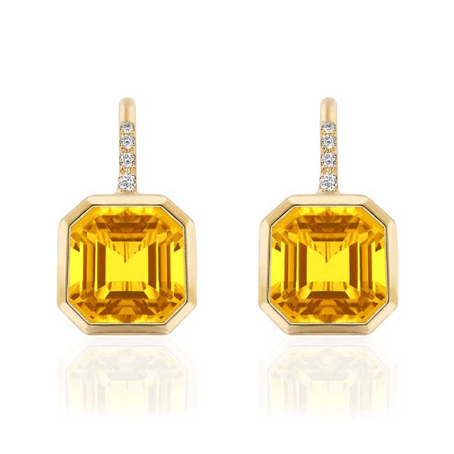 Goshwara Gossip Octagonal Bezel Drop Earrings with Citrine in 18K Yellow Gold