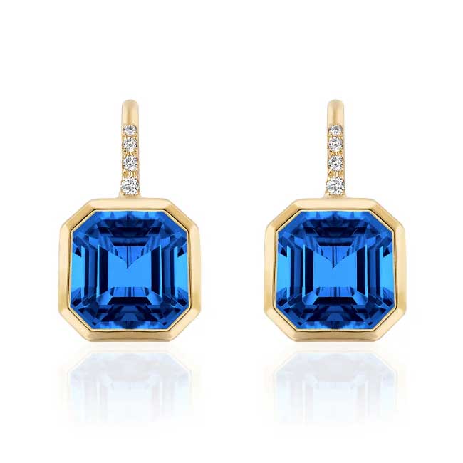 Goshwara Gossip Octagonal Bezel Drop Earrings with Prasiolite in 18K Yellow Gold 2400$