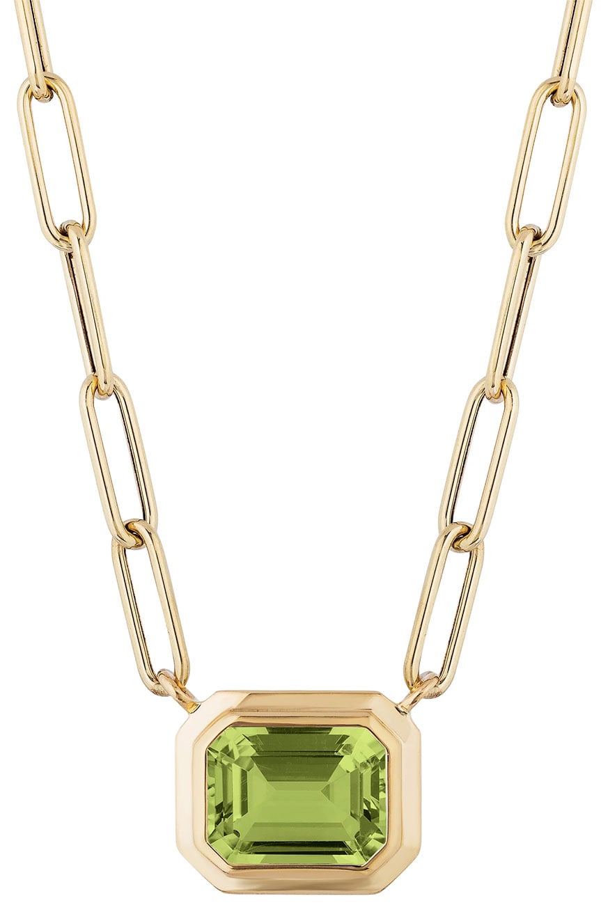 Goshwara Manhattan Pendant with Emerald Cut Bezel Set Peridot in 18K Yellow Gold 2610$