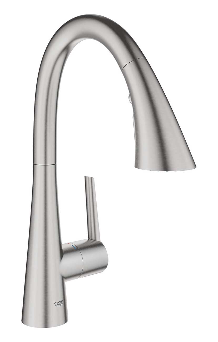 GROHE Pull Down Kitchen Faucet Zedra in SuperSteel Infinity