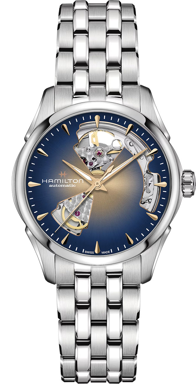 Hamilton Jazzmaster Open Heart Automatic 36mm Champagne Blue Dial Stainless Steel Women's Watch H32215101 H32215101