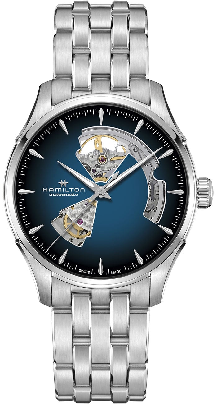 Hamilton Jazzmaster Open Heart Auto 40mm Watch with Blue Skeleton Dial and SS Bracelet