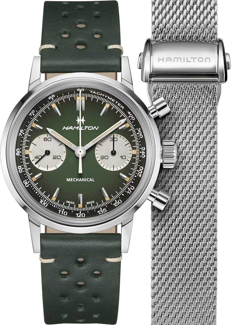 Hamilton American Classic Intra-matic Chronograph H Watch Set 40mm with Green Dial
