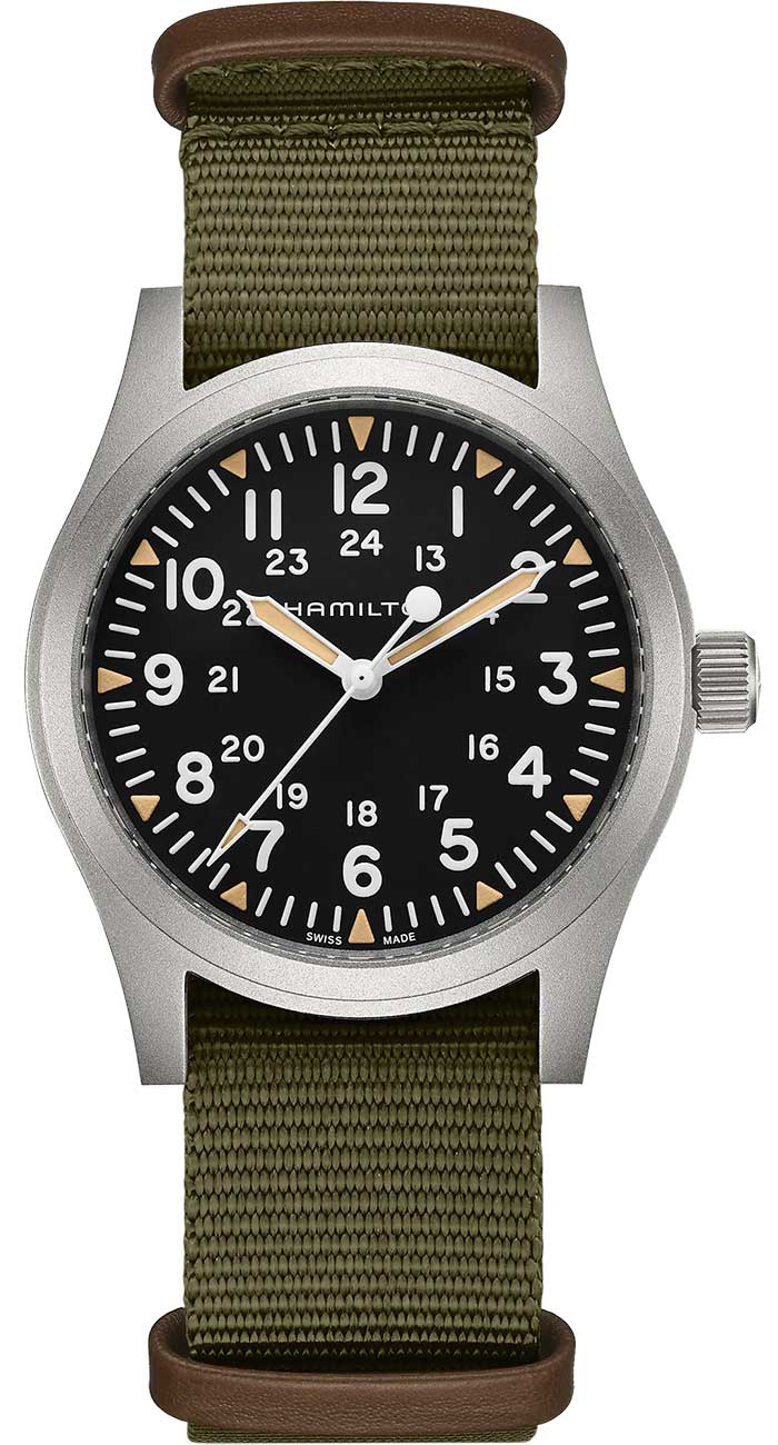 Hamilton Khaki Field Mechanical 42mm Black Dial Textile Strap Men's Watch H69529933 H69529933