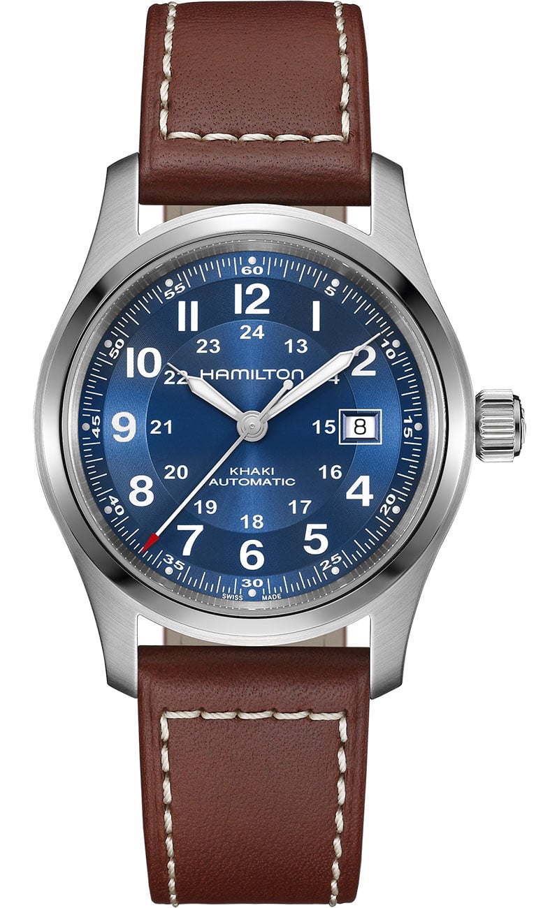 Hamilton Khaki Field Auto 42MM Blue Dial Leather Strap Men's Watch H70605540 H70605540