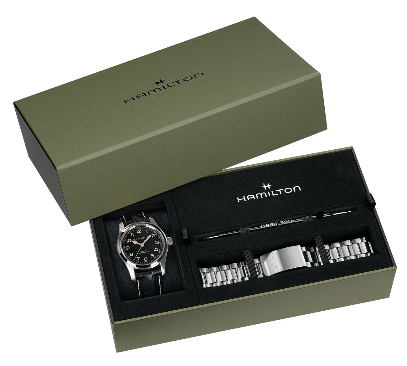Hamilton Khaki Field Murph Auto Watch 42mm Bracelet Bundle