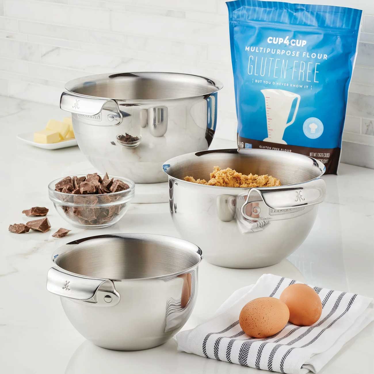 Hestan 3-Piece Mixing Bowl Set Stainless Steel - 48696 | Abt