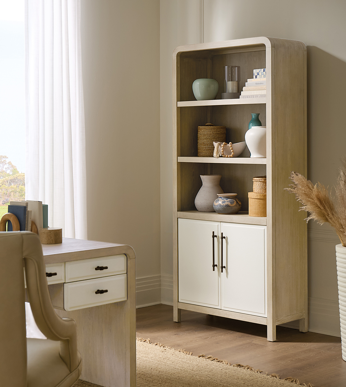 Hooker Furniture Brixton Bookcase in Light Wood | Ivory - 6022