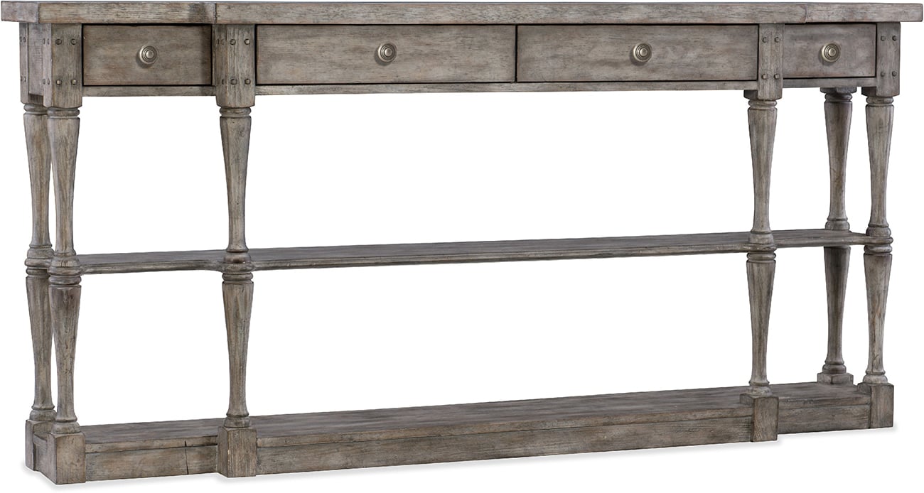 Photos - Coffee Table A&D Hooker Hooker Furniture Living Room Sanctuary Four-Drawer Console in Grey 5620-85001-LTGY