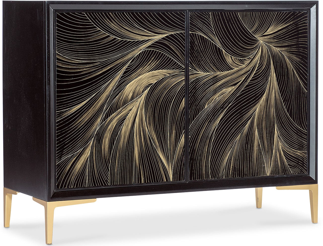 Hooker Furniture Living Room Melange Willow Hall Chest in Black | Gold