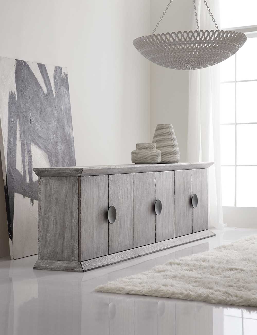 Hooker Furniture Melange Koren Credenza in Light Gray - 638-85444-95