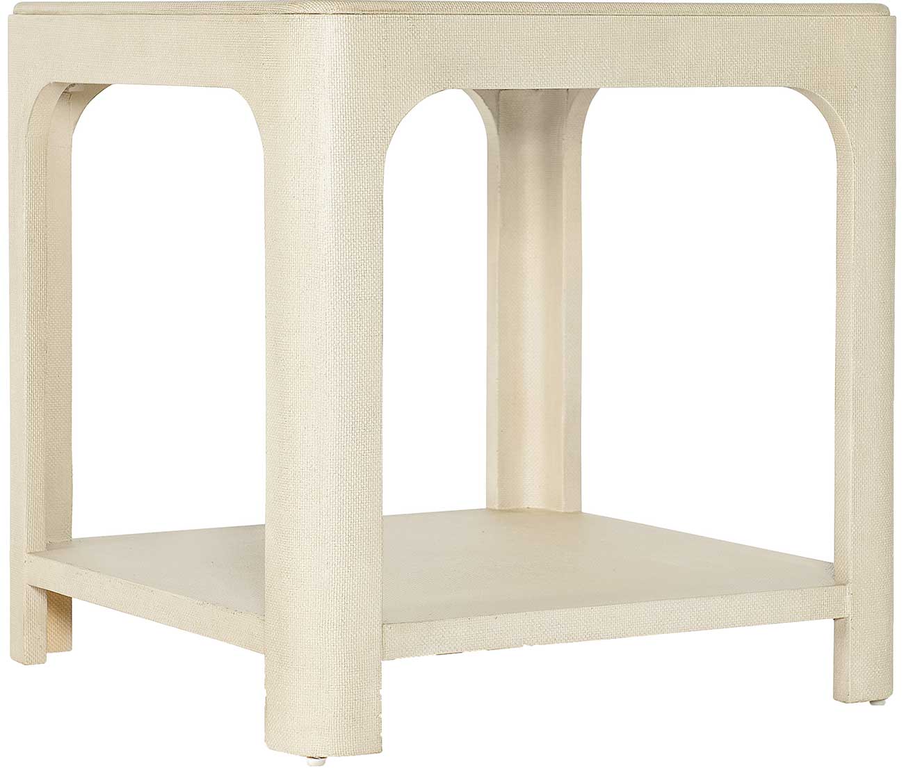 Elara Coastal Beach Cream Raffia Wood Square End Table