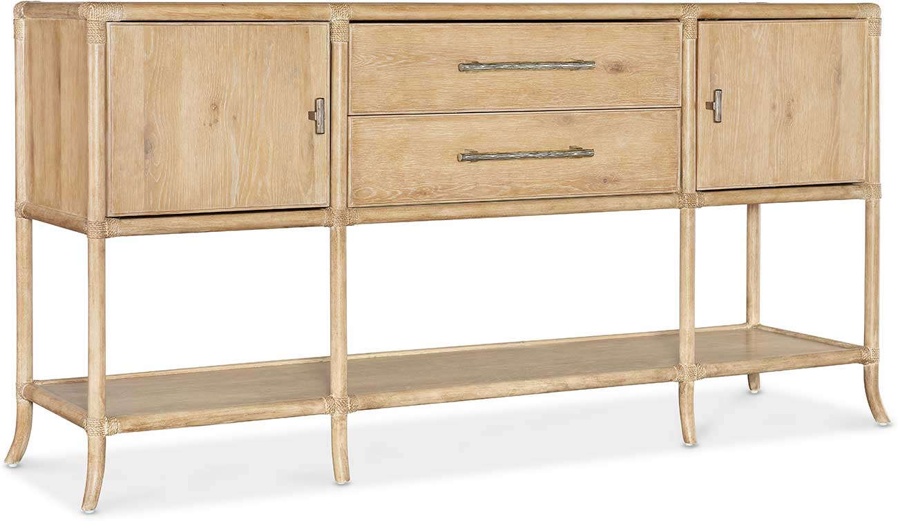 Hooker Furniture Retreat Pole Rattan Sideboard in Dune