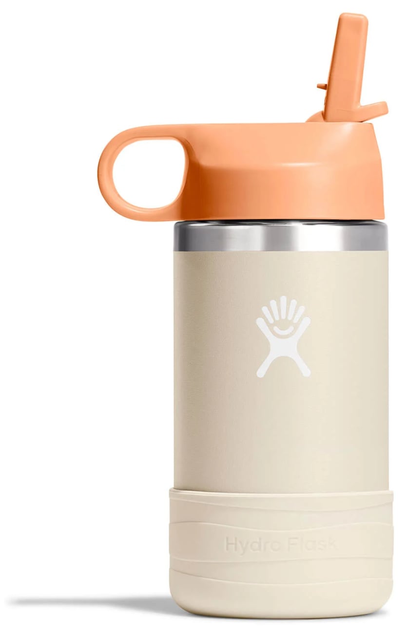 Hydro Flask Kids 12 Oz. Water Bottle with Straw Cap and Bottle Boot in Coconut
