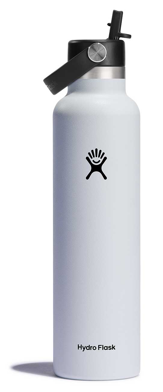 Hydro Flask 24 Oz Standard Mouth Water Bottle with Flex Straw Cap in White