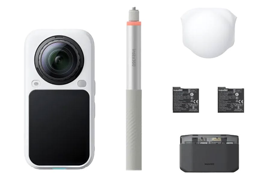 Insta360 X6 Action Camera 8K with 360-Degree Video Essentials Bundle in White