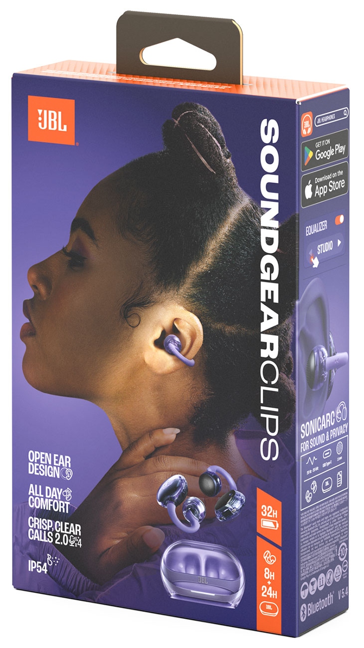 JBL Soundgear Clips Open-ear Headphones in Purple | Abt