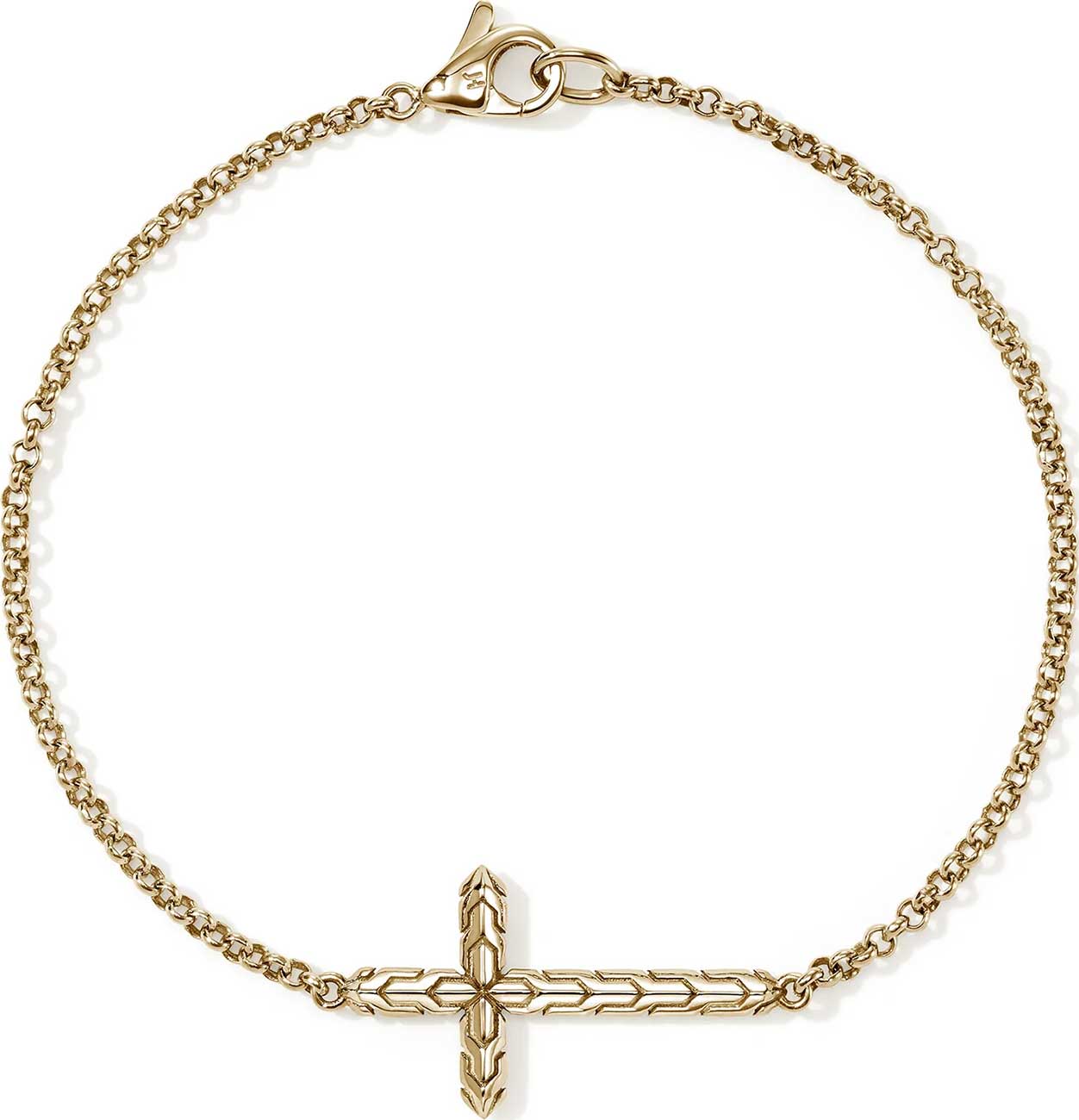 John Hardy JH Essential Cross Bracelet - Size Medium - in 14k Yellow Gold