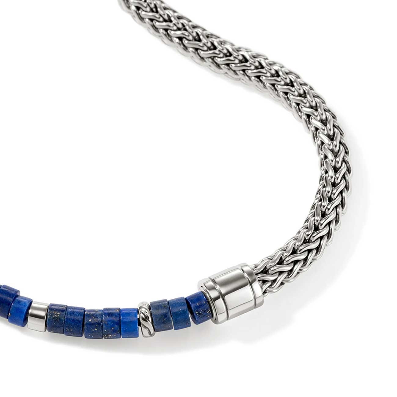 John Hardy Heishi Chain Silver Bracelet with Lapis Lazuli
