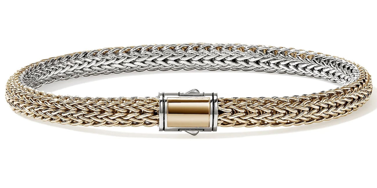 John Hardy Icon Reversible Bracelet 5mm - Size Large - in Gold and Sterling Silver