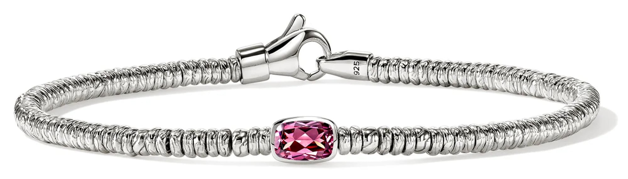 John Hardy Heishi Gem Bracelet, 2.5mm - Size Medium - in Rhodolite | Sterling Silver