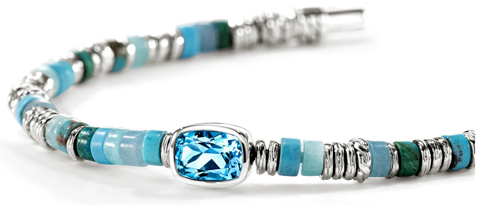 John Hardy Heishi Swiss Blue Topaz Bracelet - BUS290201SBTTQAMZXUM