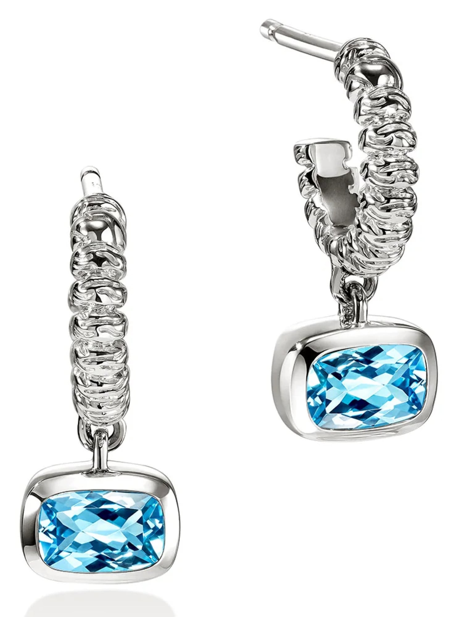John Hardy Heishi Gem Earrings in Swiss Blue Topaz | Sterling Silver