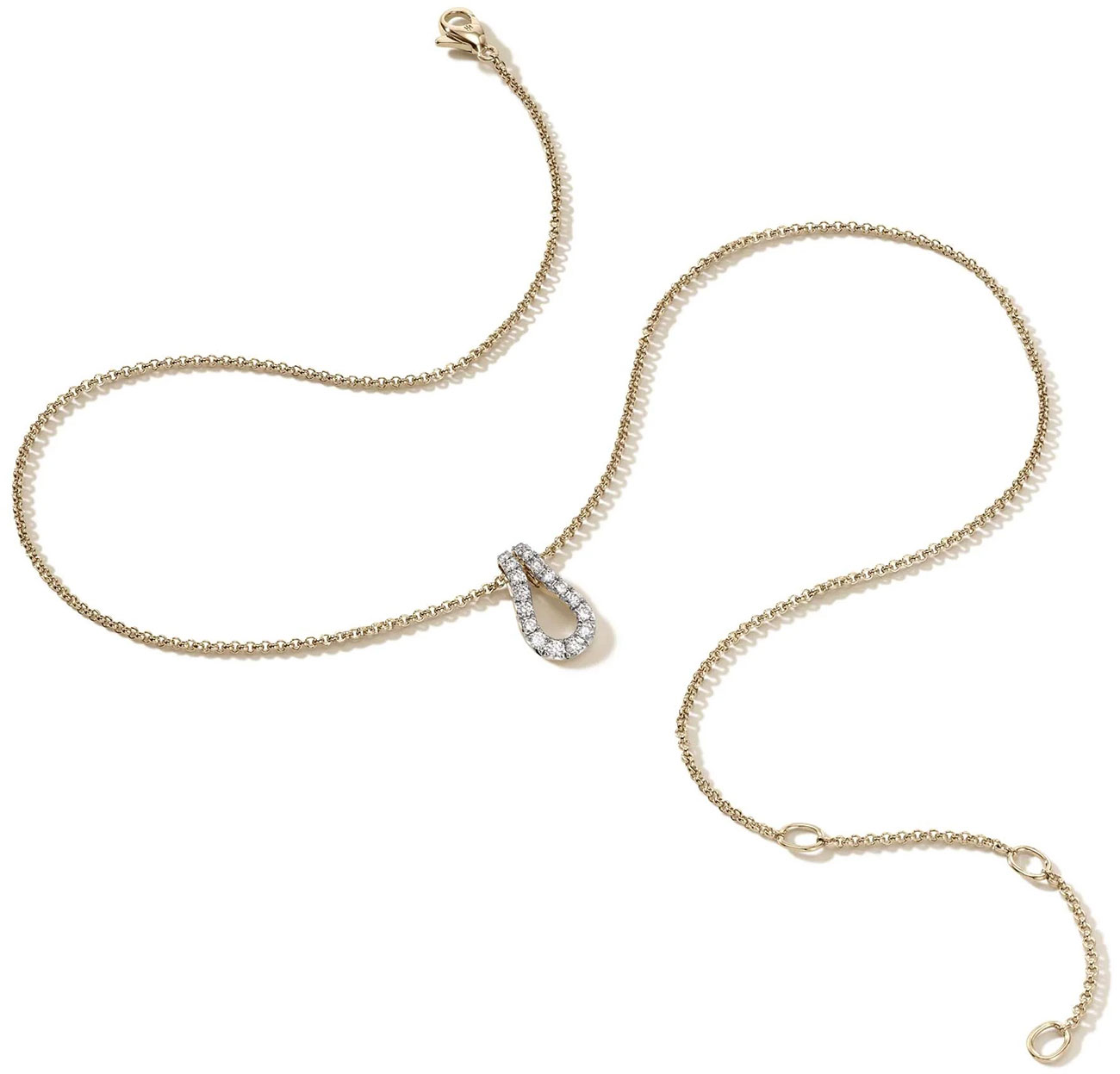 John Hardy Surf Pendant Necklace in Gold|Dia - NGGX90107422DIx16-18