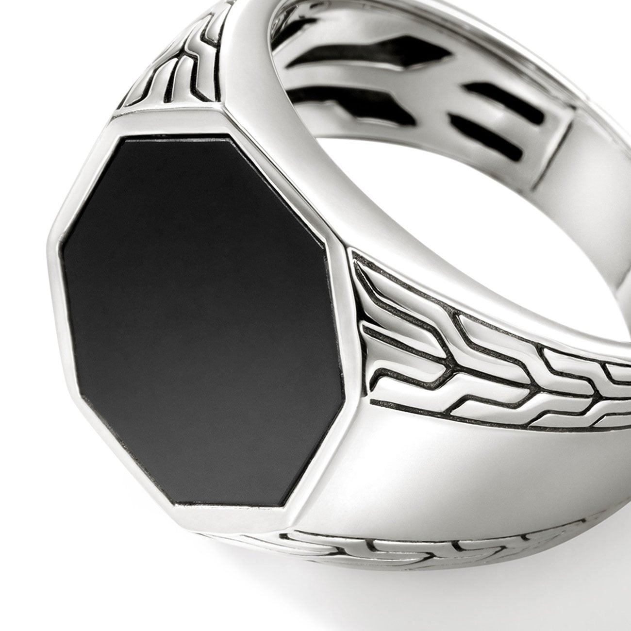 John Hardy Size 10 Black Onyx Sterling Silver Signet Ring