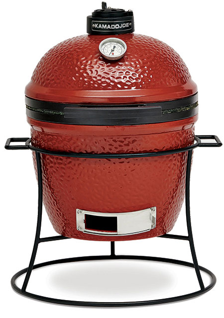 Kamado Joe Jr. 13.5" Red Ceramic Grill With Cast Iron Stand