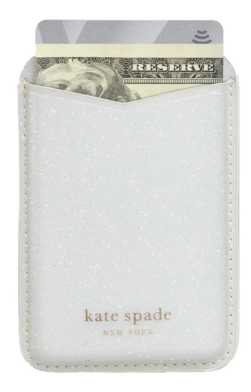 Kate Spade New York MagSafe Wallet in White Glitter