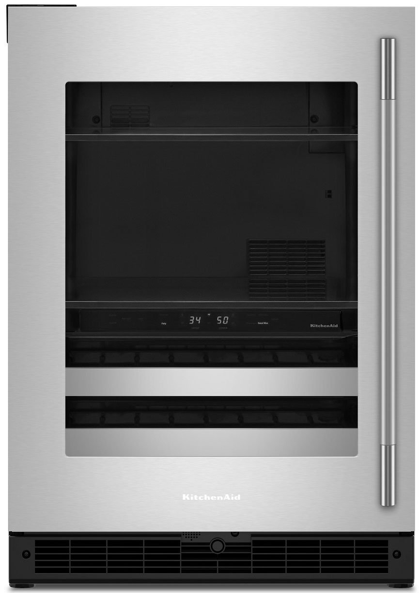 KitchenAid 4.89 Cu. Ft. Beverage Center Left Hinge 24-Inch Wide in Stainless Frame