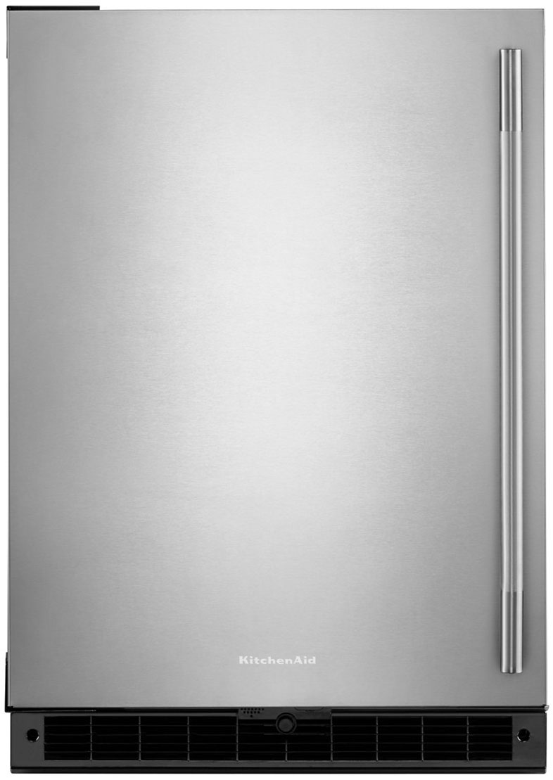 KitchenAid 5 Cu. Ft. Compact Undercounter Refrigerator Left Hinge 24-Inch Wide in Stainless Steel