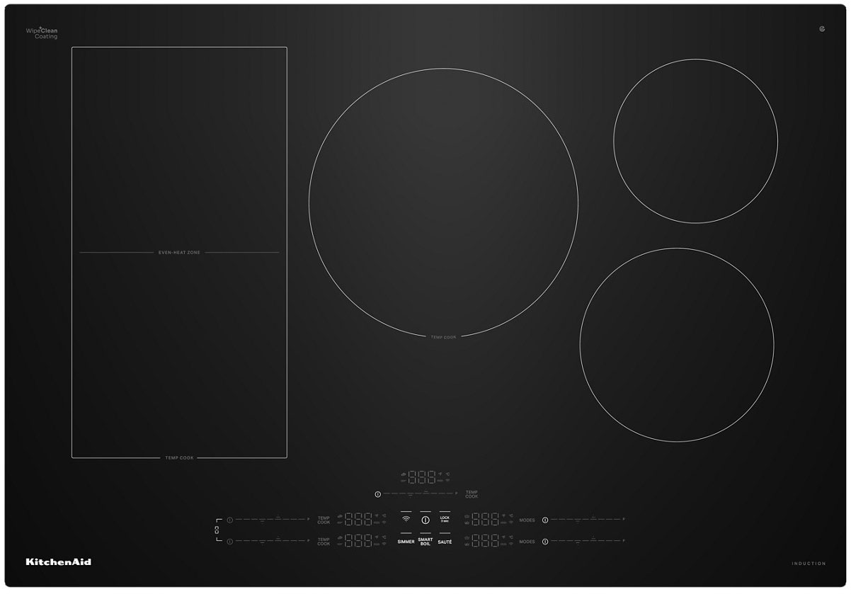 KitchenAid Temp Cook Induction Cooktop with 5 Cooking Zones 30-Inch in Black