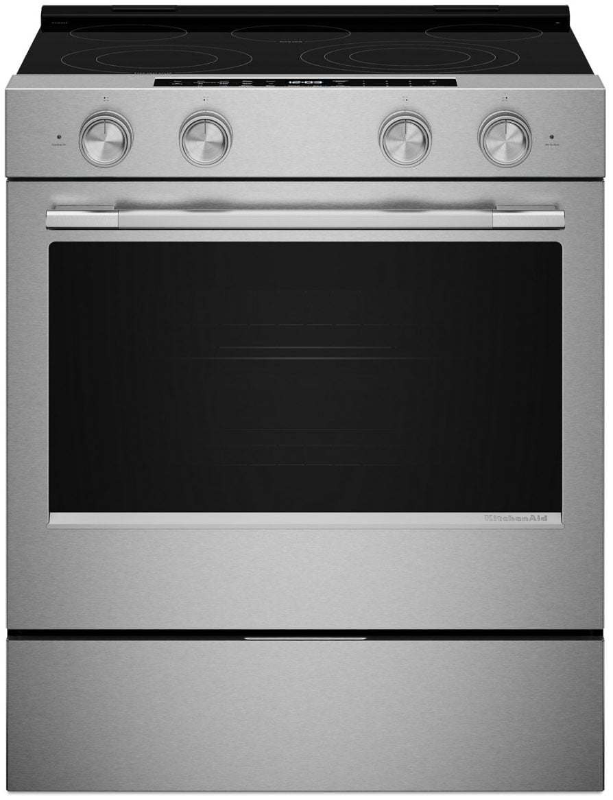 KitchenAid 5.3 Cu. Ft. Slide-In Electric Range with Two Even-Heat Hyper Elements 30-Inch Wide in PrintShield Stainless Steel