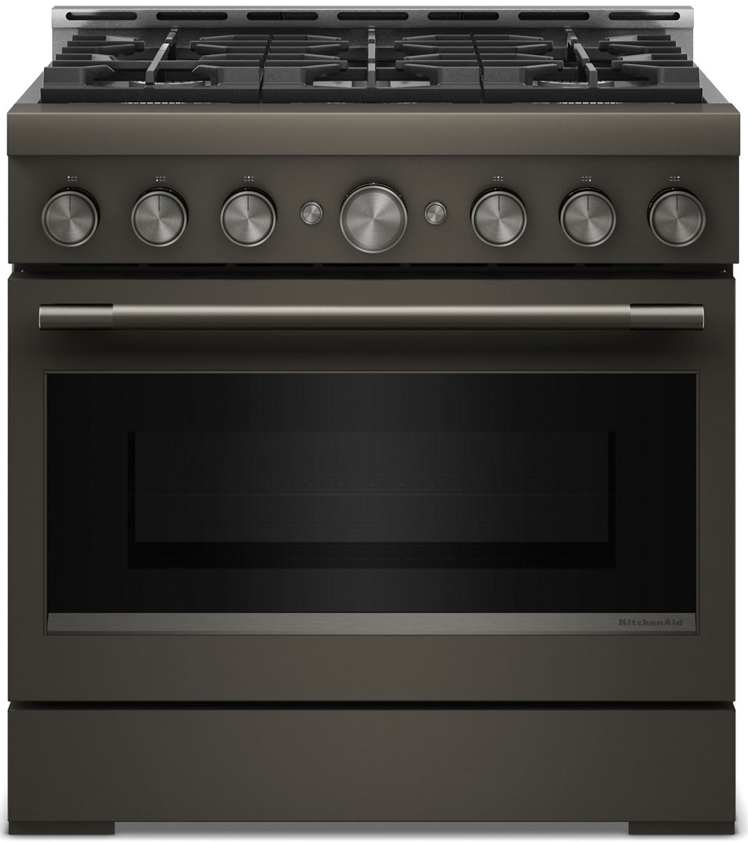 KitchenAid Gas Range with No Preheat Air Fry 36" in Black - KFGS936SBE
