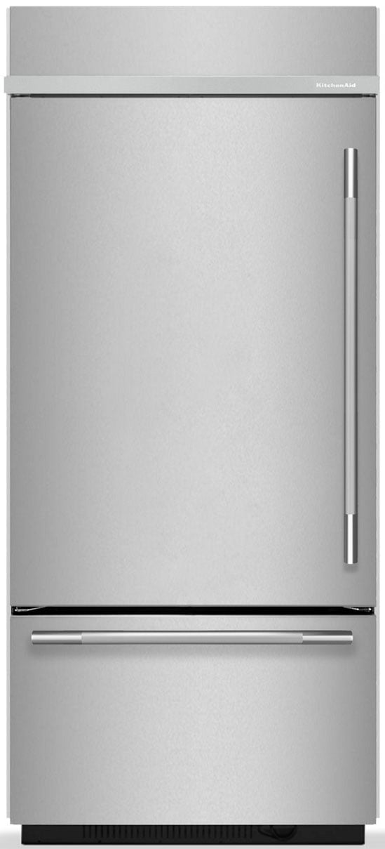 KitchenAid 20.8 Cu. Ft. Built-In Bottom Freezer Refrigerator Left-Hinge 36-Inch Wide in PrintShield Stainless Steel