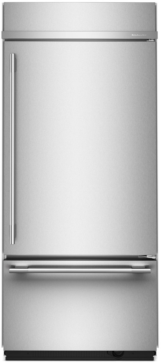 KitchenAid 20.8 Cu. Ft. Built-In Bottom Freezer Refrigerator Right-Hinge 36-Inch Wide in PrintShield Stainless Steel