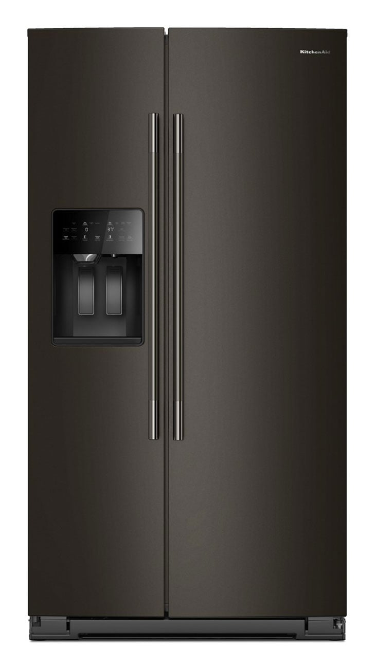 KitchenAid 20.8 Cu. Ft. Counter-Depth Side-By-Side Refrigerator With Exterior Ice And Water Dispenser 36-Inch Wide in Black Ore