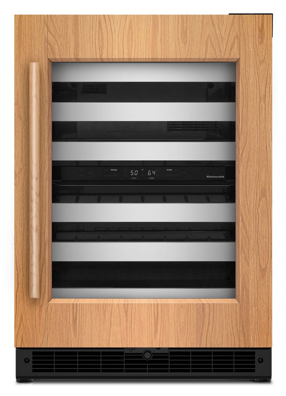 KitchenAid Undercounter Wine Cellar with Metal-Front Racks Right-Hinge 24-Inch in Custom Panel