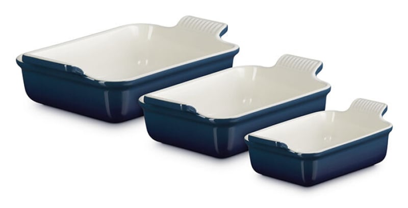 Le Creuset Heritage Rectangular Baking Dish Set in Nuit (Set of 3)