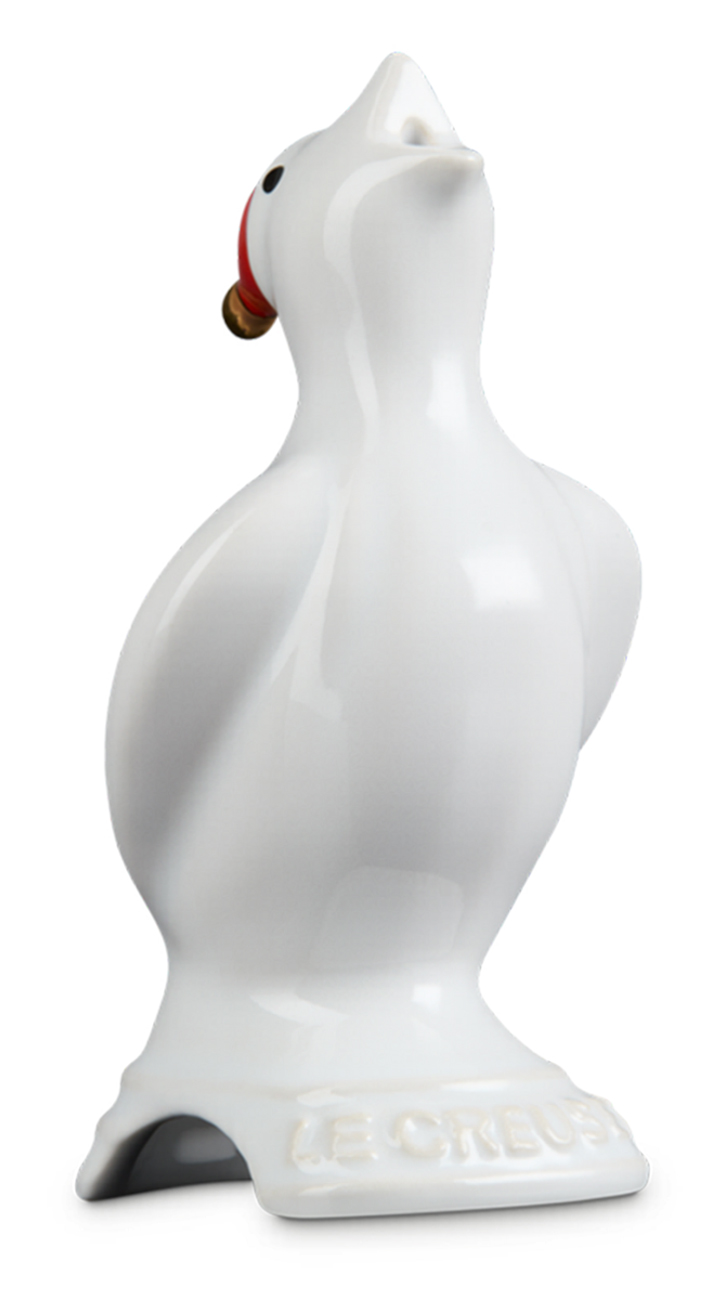 Le Creuset Pie Bird with Santa Hat in White