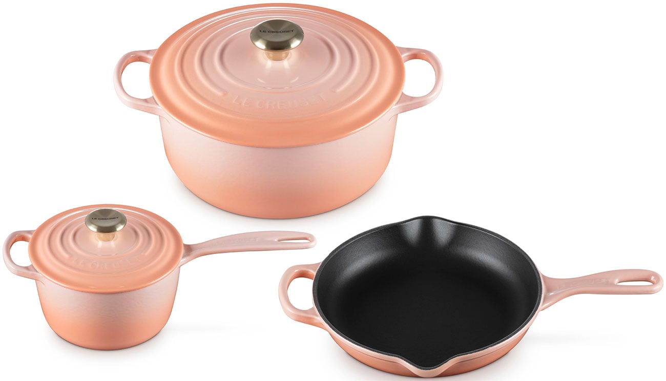 Le Creuset Signature Enameled Cast Iron 5-Piece Cookware Set in Peche