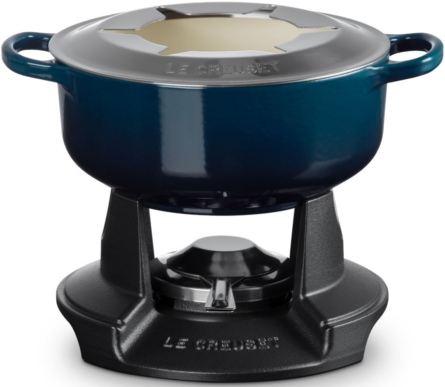 Le Creuset Enameled Cast Iron 10-Piece Fondue Set - Blue