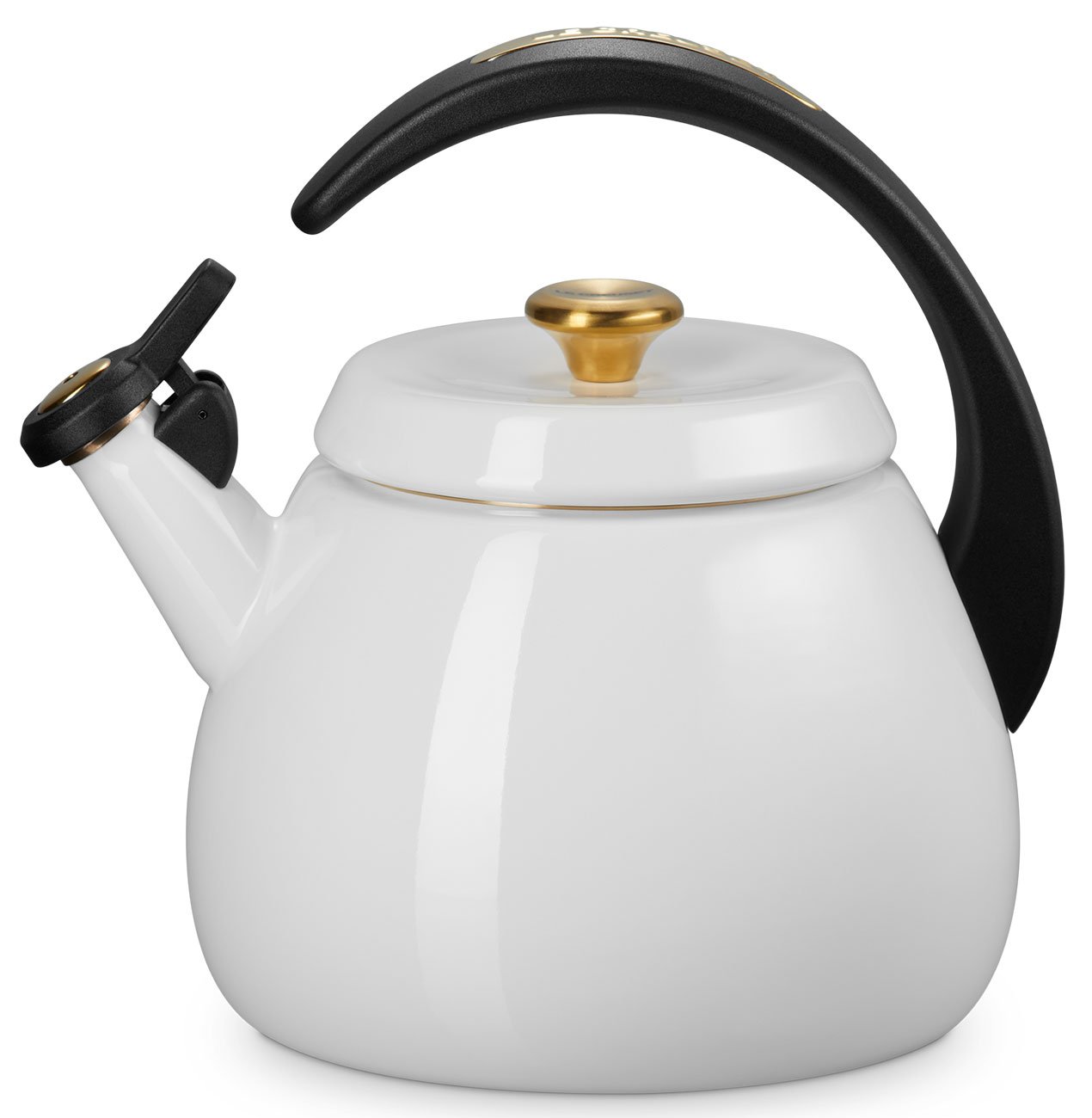 Le Creuset Cloche Kettle in White with Gold Knob