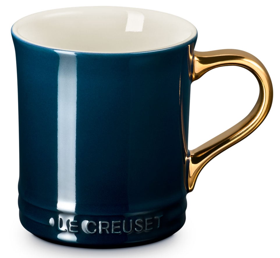 Le Creuset Vancouver 14 oz. Mug with Gold Metallic Handle - Deep teal, Gold