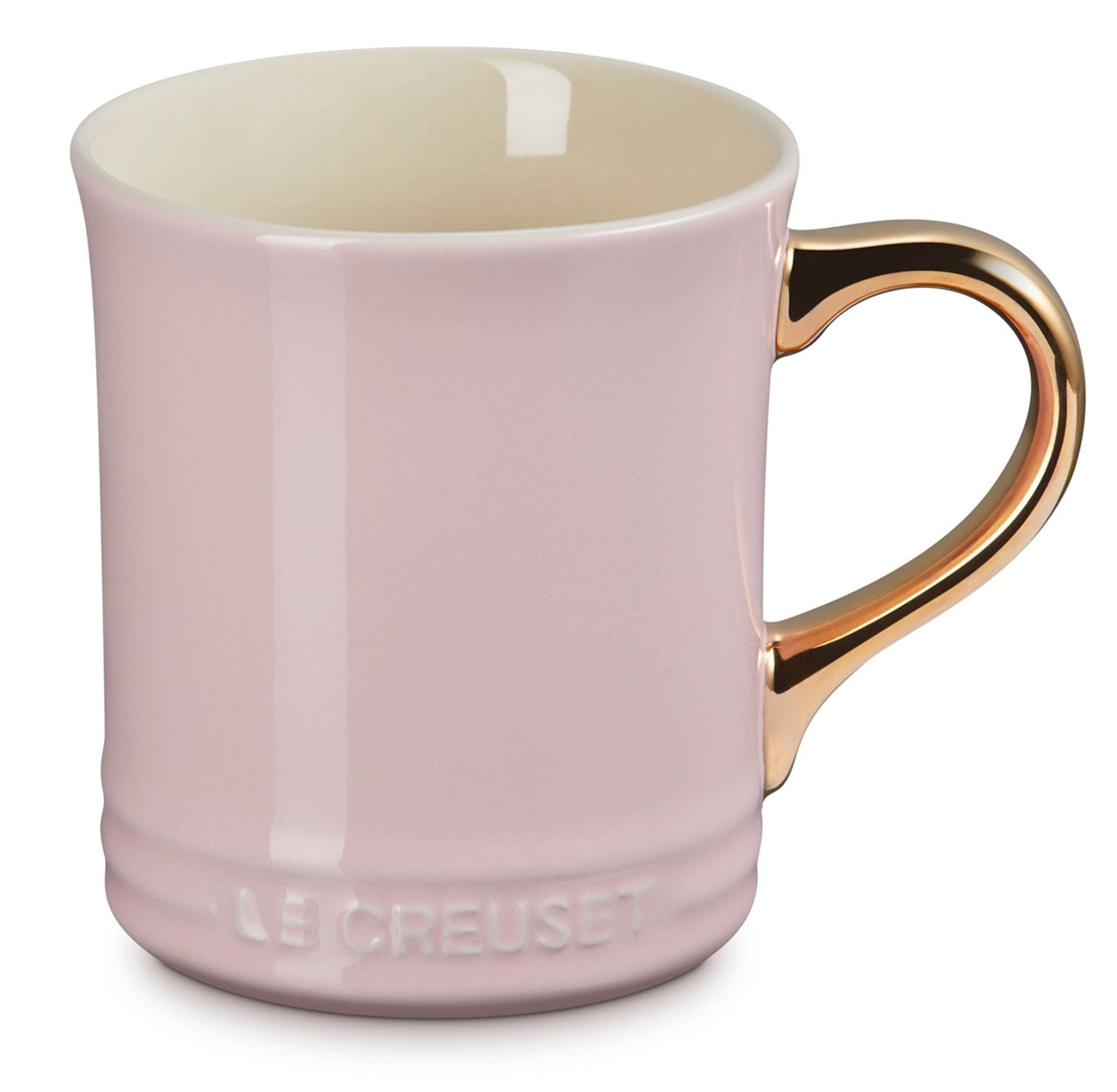 Le Creuset 14 Oz. Vancouver Mug with Gold Handle in Chiffon Pink