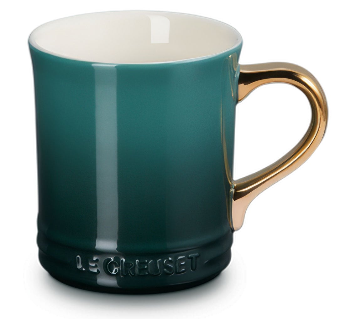 Le Creuset 14 Oz. Vancouver Mug with Gold Metallic Handle in Artichaut